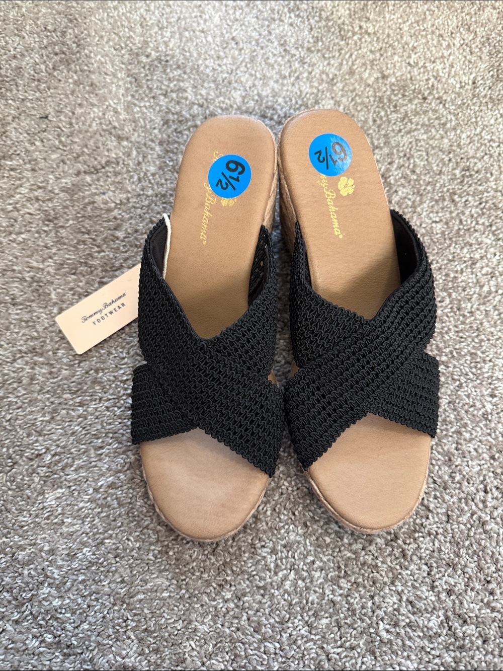 Tommy Bahama Black Crisscross Wedges